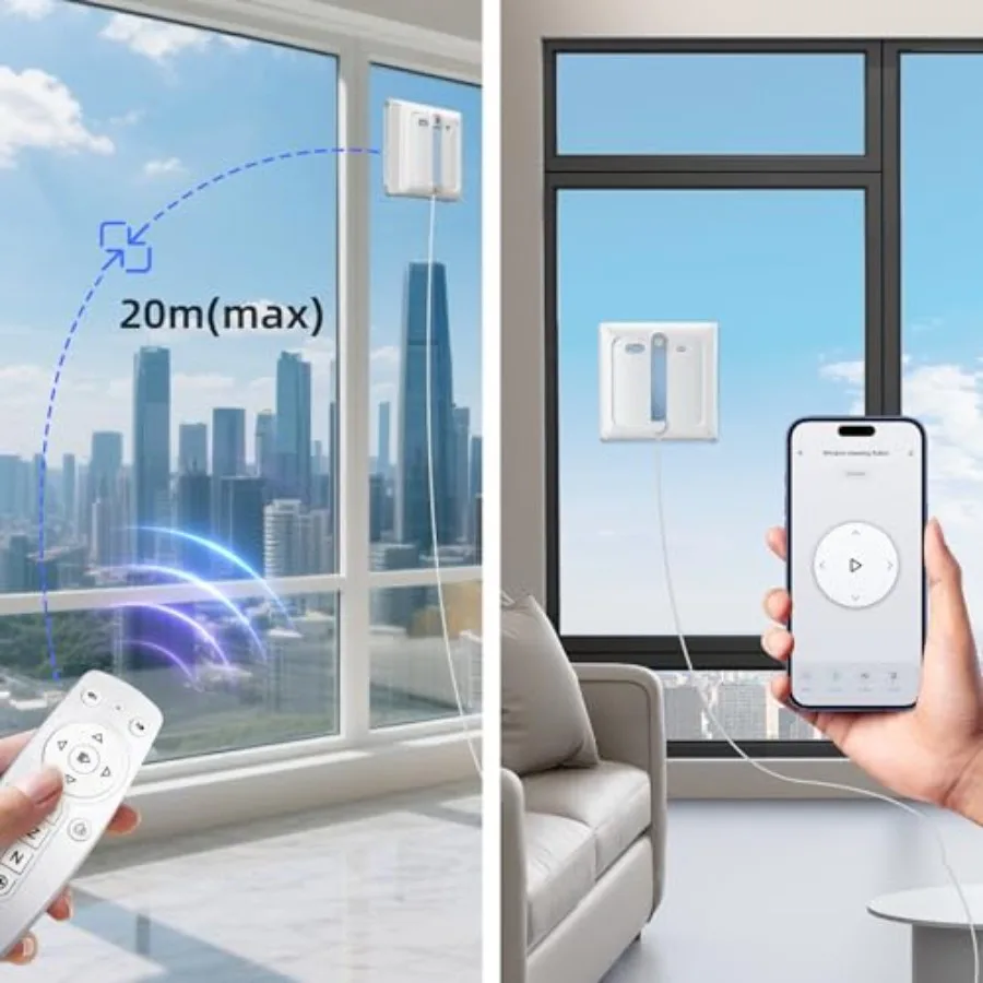 Robot de limpieza de ventanas con cepillo de rodillo Turbo DualFore Tech patentado y almohadilla de microfibra combinada para limpieza profunda 6 Sp gran angular