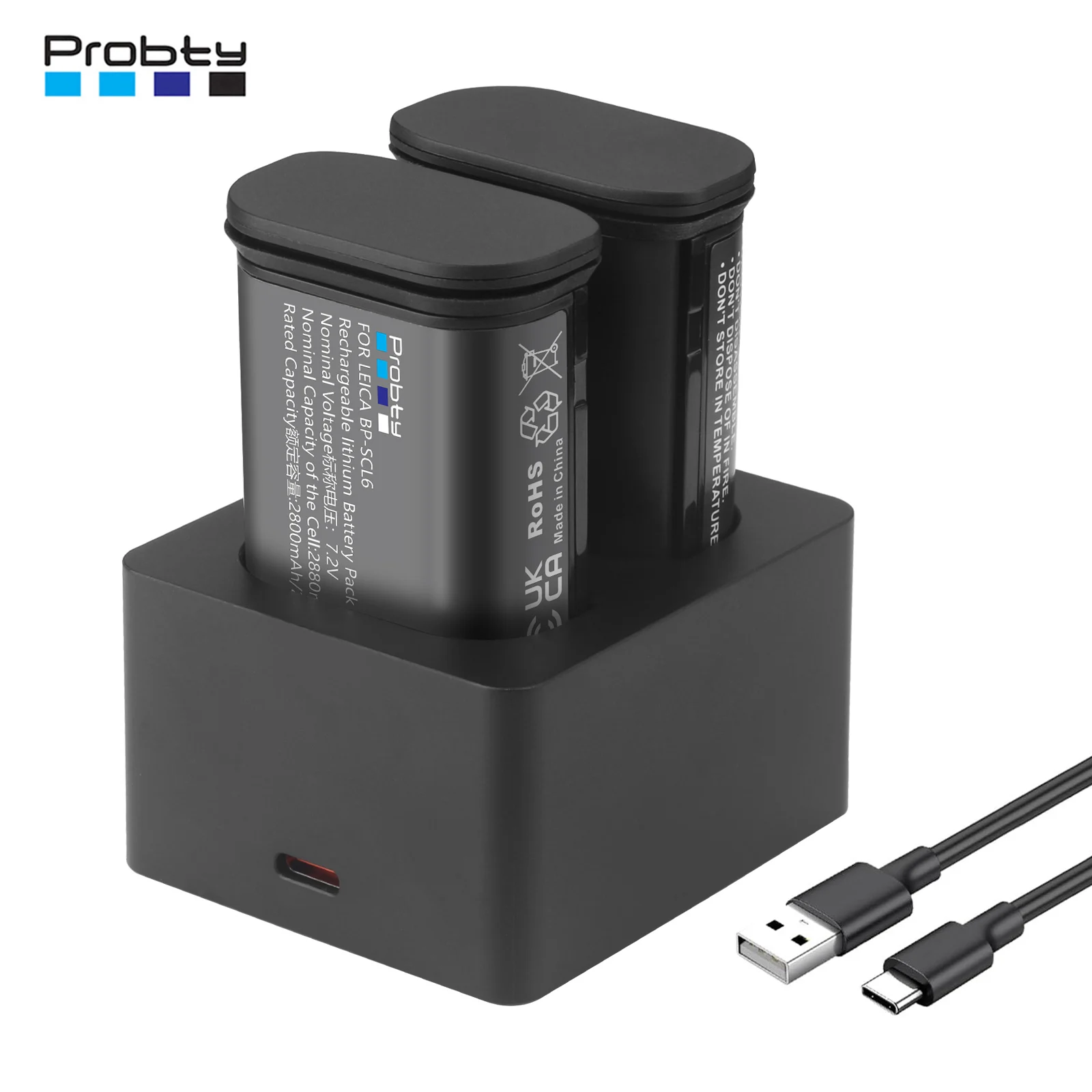 Probty 2880mAh BP-SCL6 교체용 배터리 및 Leica Q2 SL2 SL2-S Q3 SL3 SL3-S 43 카메라용 듀얼 슬롯 충전기