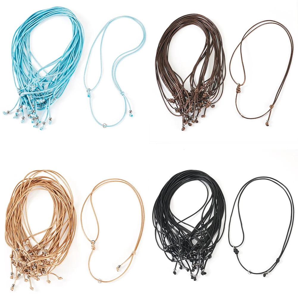 

15pcs Waxed Polyester Cord Necklace Adjustable Slider Thread with Jump Ring for Dangle Charms Decor DIY Jewelry Making 36~73cm