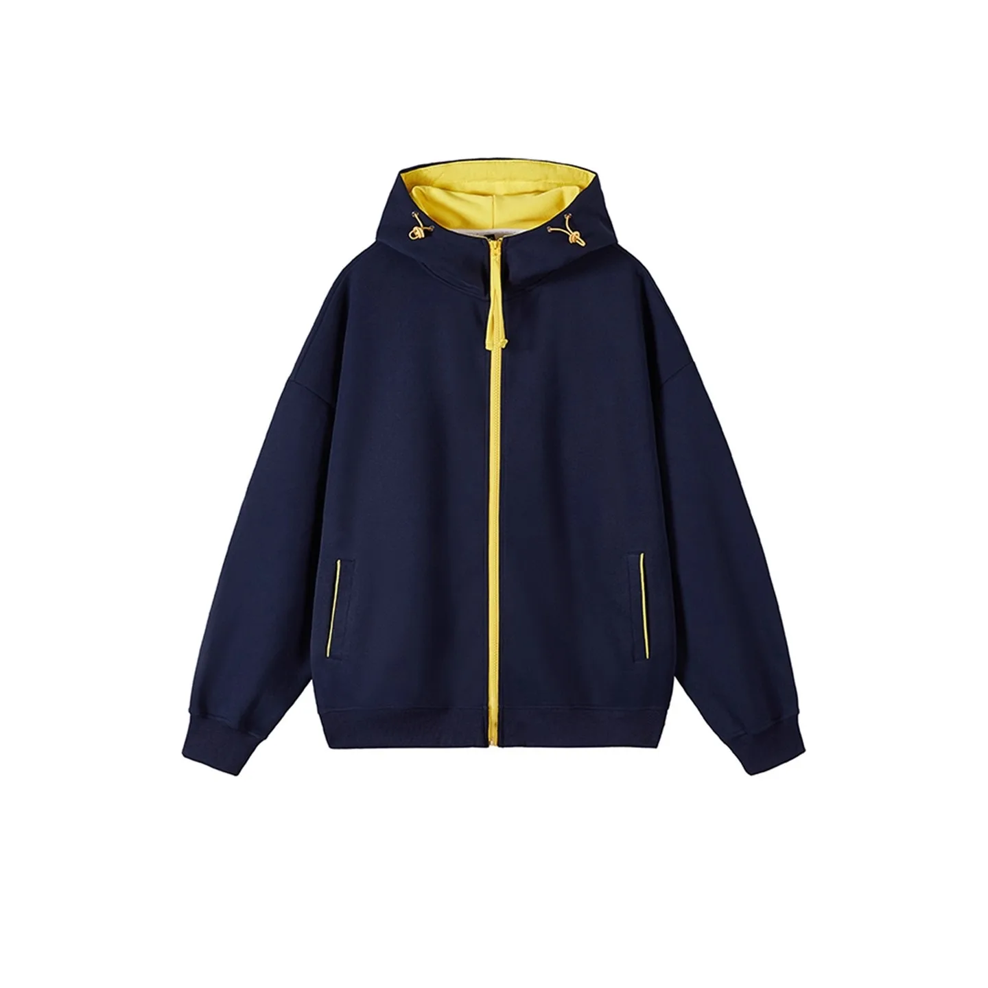 

Small niche design color blocking hooded sweatshirt for men in spring and autumn retro versatile cardigan lazy style high-end sh