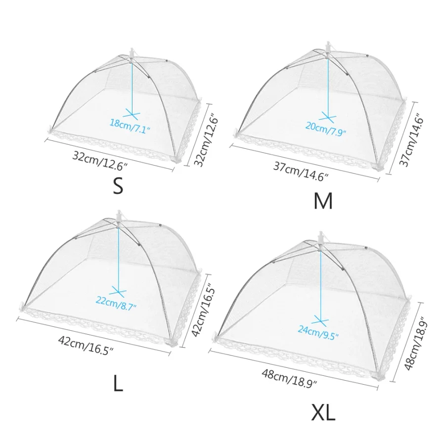 

Kitchen Foldable Food Mesh Cover Anti-fly Umbrella Tent Cover Vegetable Fruit Breathable Insect-Proof Lid Food Protection Gadget