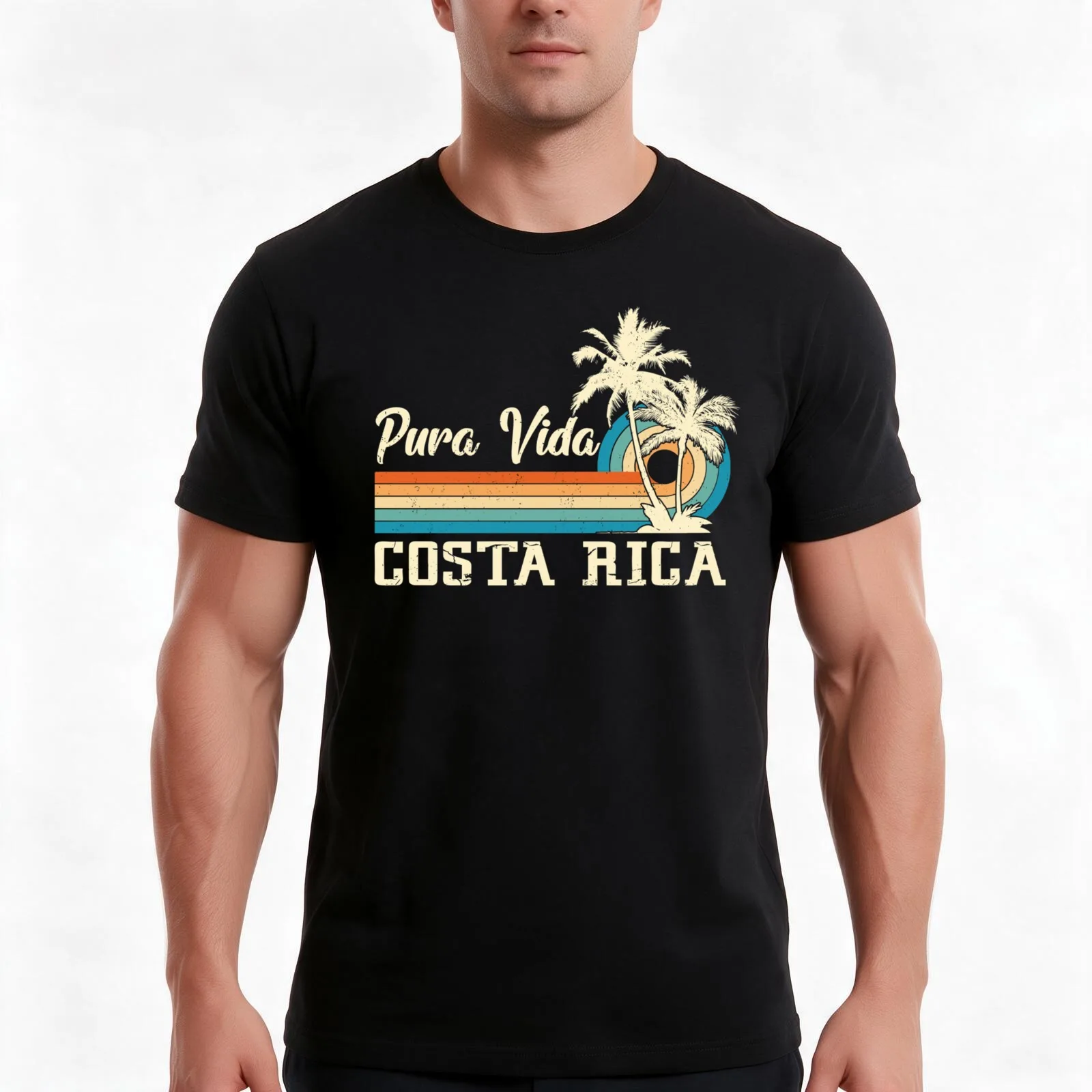 Pura Vida Costa Rica Shirt Retro Beach Vacation Shirt Souvenir Beach T-Shirt, Summer Casual Cotton Tee, Vintage Graphic Print