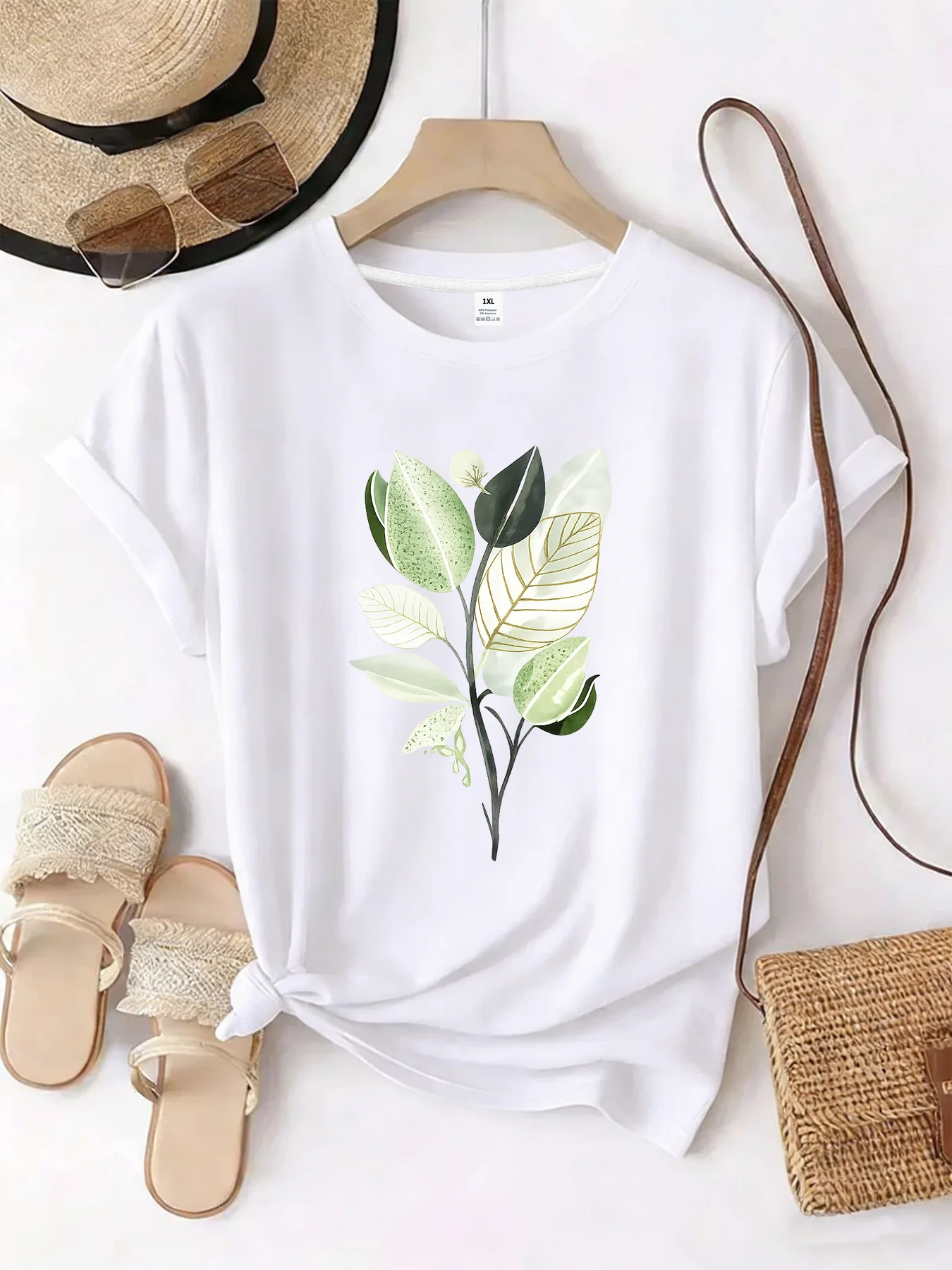 

【WZM101321】Pattern printed plus size women's round neck summer casual short sleeved street fashion versatile T-shirt