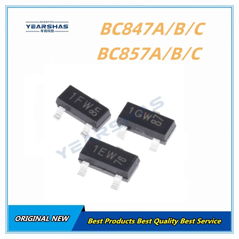 100PCS  BC847A  SOT-23  BC847B   BC847C  BC857A  BC857B  BC857C NPN  1E  3E  SMD Transistor New And Original