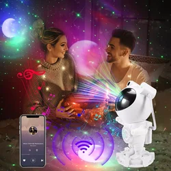 360°Rotation Astronaut Galaxy Projector, Music Speaker White Noise Star and Moon Galaxy Lights for Bedroom Timer Nebula Night Li