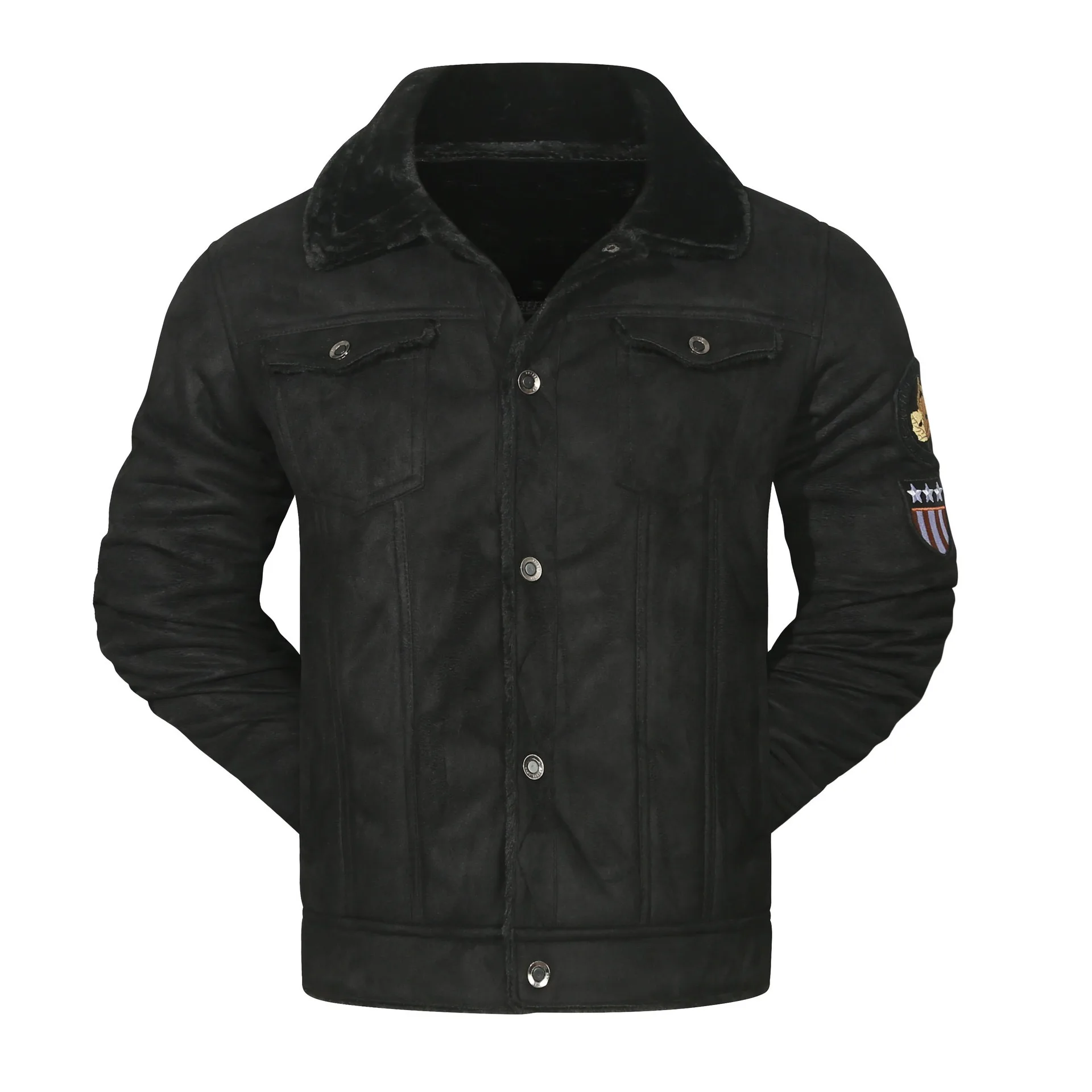 Mens New Winter Leather Fur Integrated Bomber Jacket Fashion Fleece Warm Slim Fit Coat Plus Size High Street Daily Outerwear