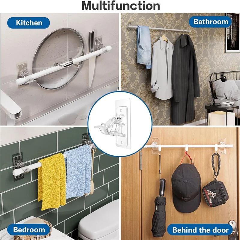 

EYFL-8 шт., кронштейны для карнизов без дрели, вешалки для штор, регулируемый держатель для карнизов без гвоздей для спальни, ванной комнаты