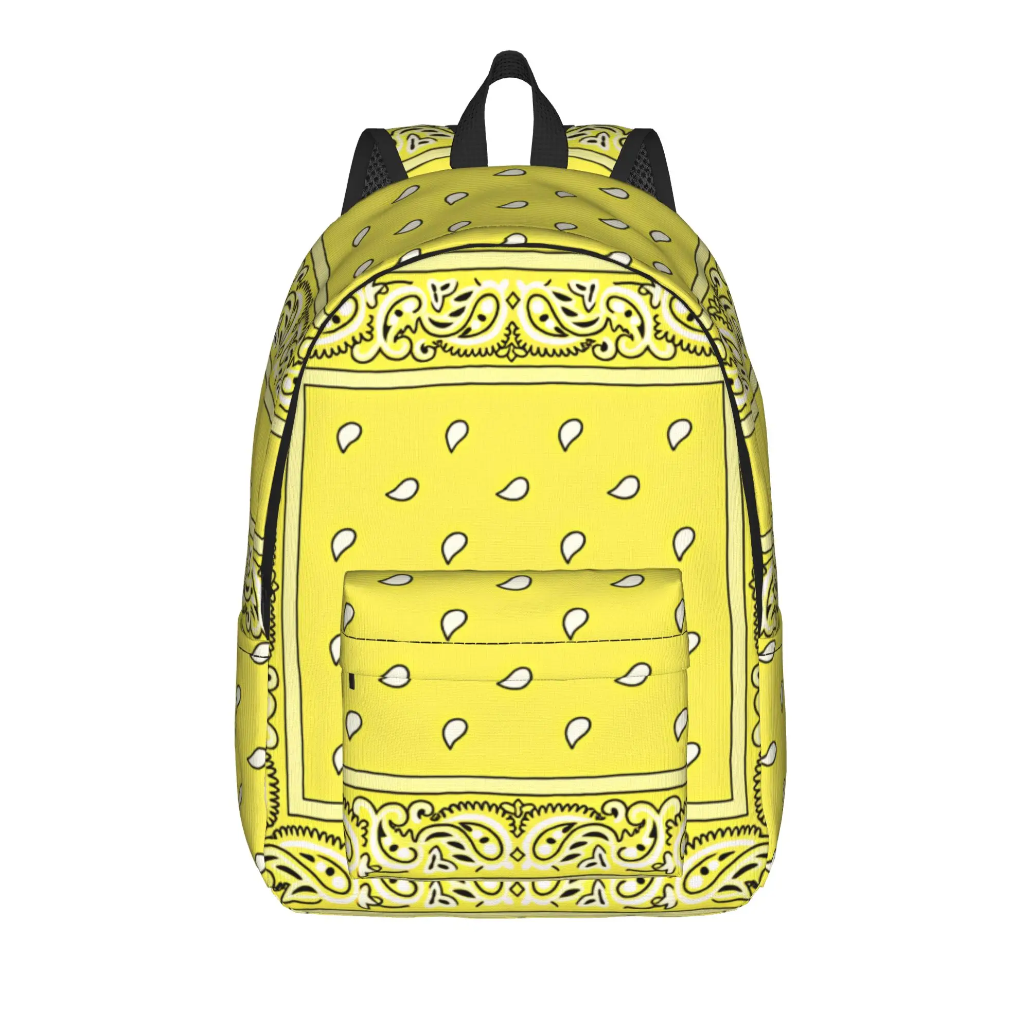 Bright Yellow Classic Paisley Backpack Female  Print Backpacks Polyester Kawaii School Bags Hiking Colorful Rucksack