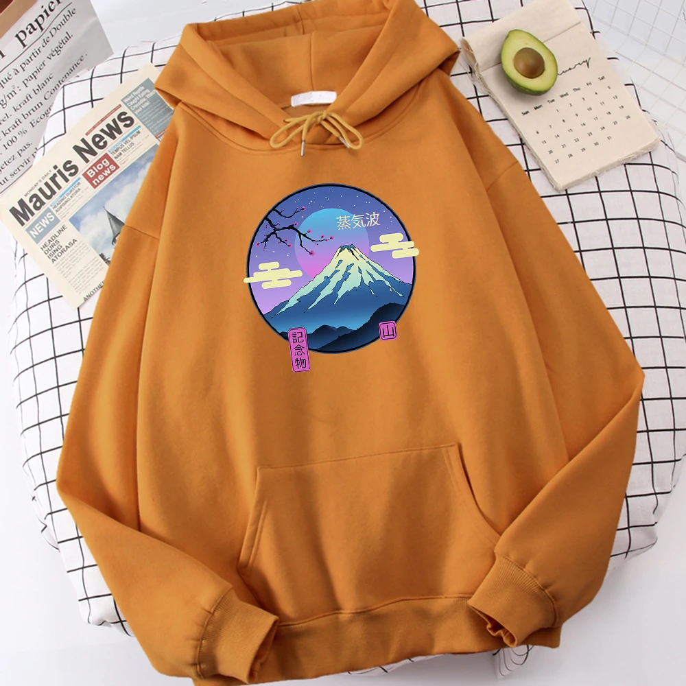 Vaporwave Mount Fuji Memorial Ukiyo E Print Men\'s Hooded Hip Hop S-Xxl Hoodies Autumn Fleece Hoodie Fashion Casual Tracksuit