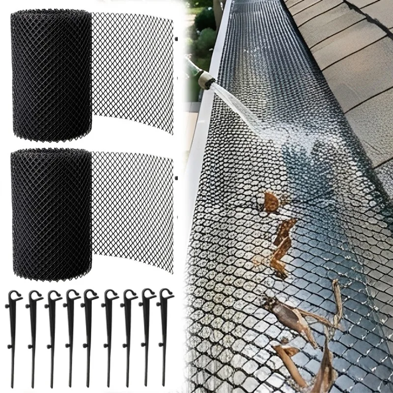 

Листовая сетка для желобов, карниз, защитная сетка для желобов от дождя, предотвращает листья, веток, засорение мусора, легкая установка своими руками, в комплект входят крючки