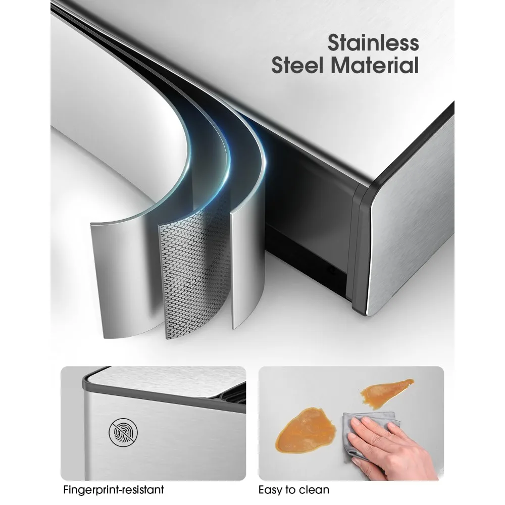 سلة المهملات المزدوجة وصناديق إعادة التدوير للمطبخ، 2 × 8 جالون (2 × 30 لتر) سلة قمامة المطبخ المصنوعة من الفولاذ المقاوم للصدأ مع إغلاق ناعم #4