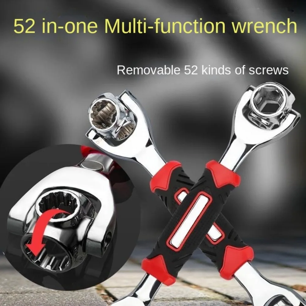 New Steel Wrench Socket 360-degree Rotating 52 in 1 Hexagon Wrench Multi-function Adjustable Grip Ratchet Spanner Hone