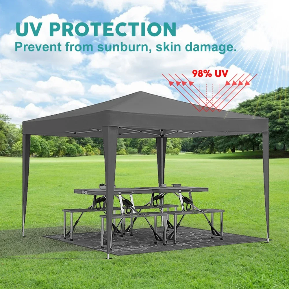 Toldo plegable de 10'x10' con 4 paredes laterales extraíbles, tiendas de campaña para eventos al aire libre, toldo emergente EZ para acampar, bolsa de peso de 4 Uds.