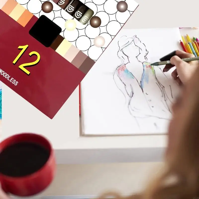 12 Lápis cor sem à base óleo para pintura desenho retratos