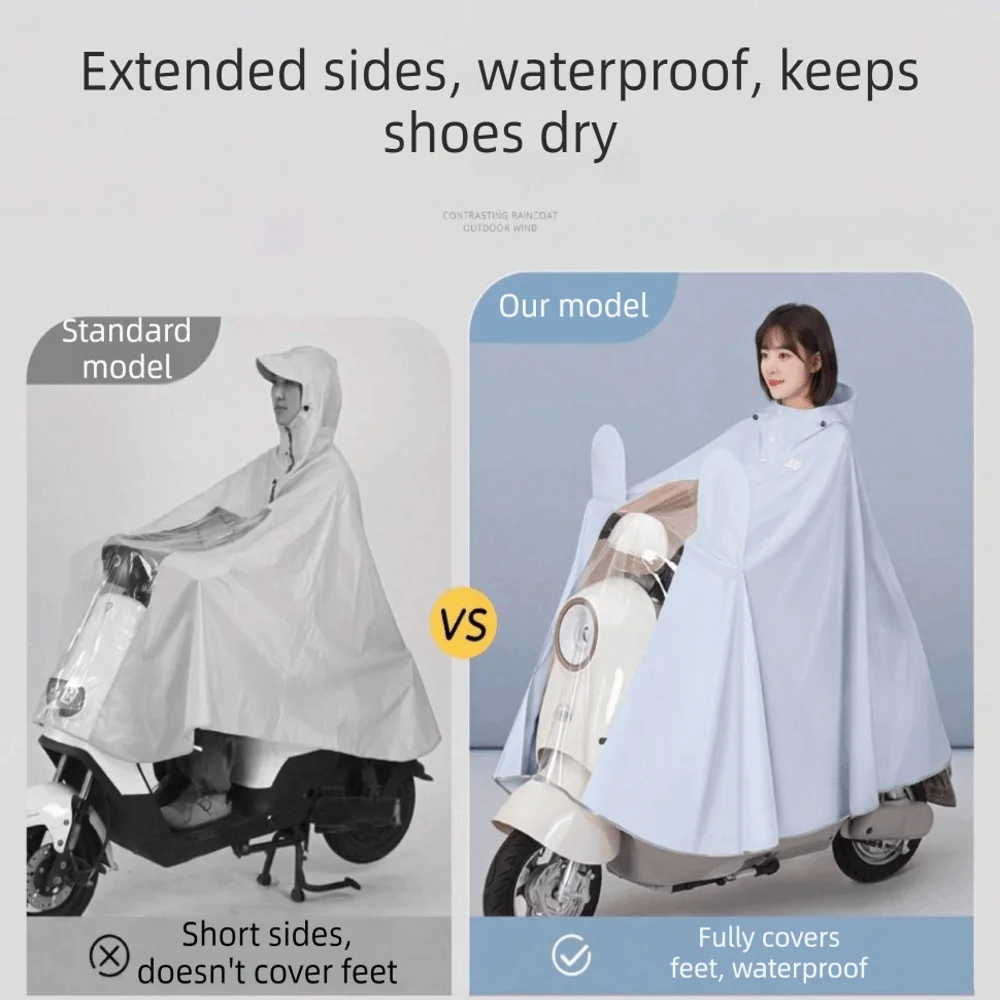Oversized Thickened Rain Poncho Enlarged Waterproof Rain Cover Integrated Design Heavy Rain Proof Waterproof Rain Cape Rainy Day