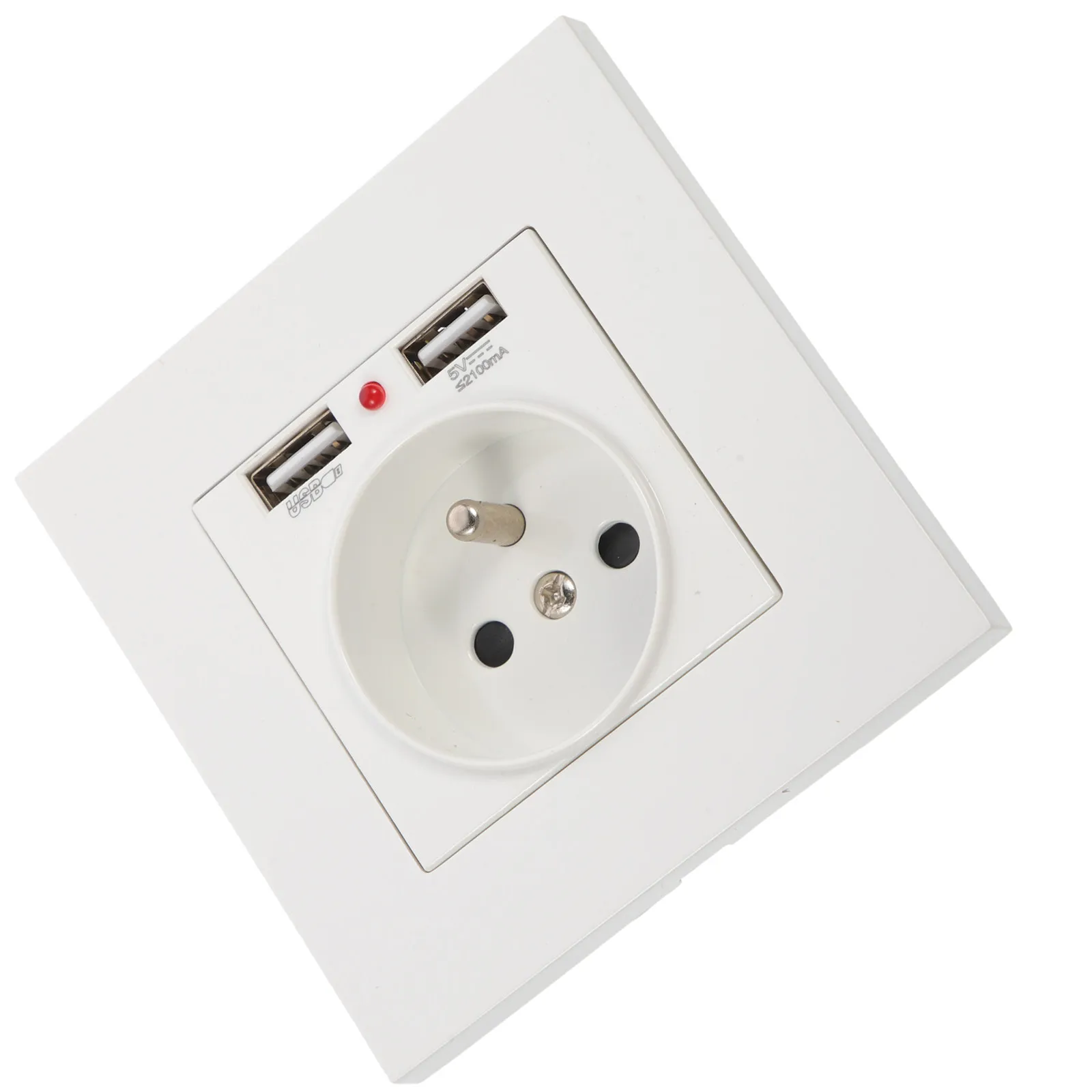 86 Type Double USB Wall Socket European Standard Panel Socket with Dual USB Ports and 2 Prong Outlet for Home Hotel Restaurant