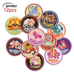 12 Pcs Constellation Patches For Clothing Iron On Letters Embroidered Jackets Sewing Animals Fabrics Lots Diy Pack Applique Cute