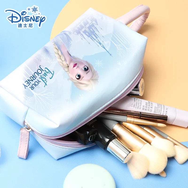 Anime Disney Frozen Elsa Cosmetic Bag Kawaii Elsa Portable Pencil Case Large Capacity Stationery Storage Bag Cartoon Wash Bag