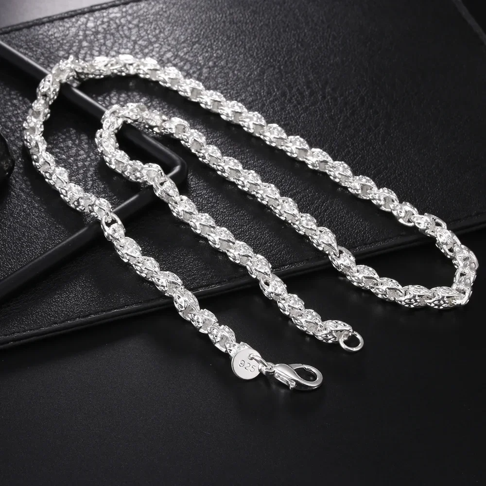 Hot charms 925 Sterling Silver 5MM Faucet Chain 20-24Inch Necklace For Woman Man Fashion Wedding party Jewelry noble gift