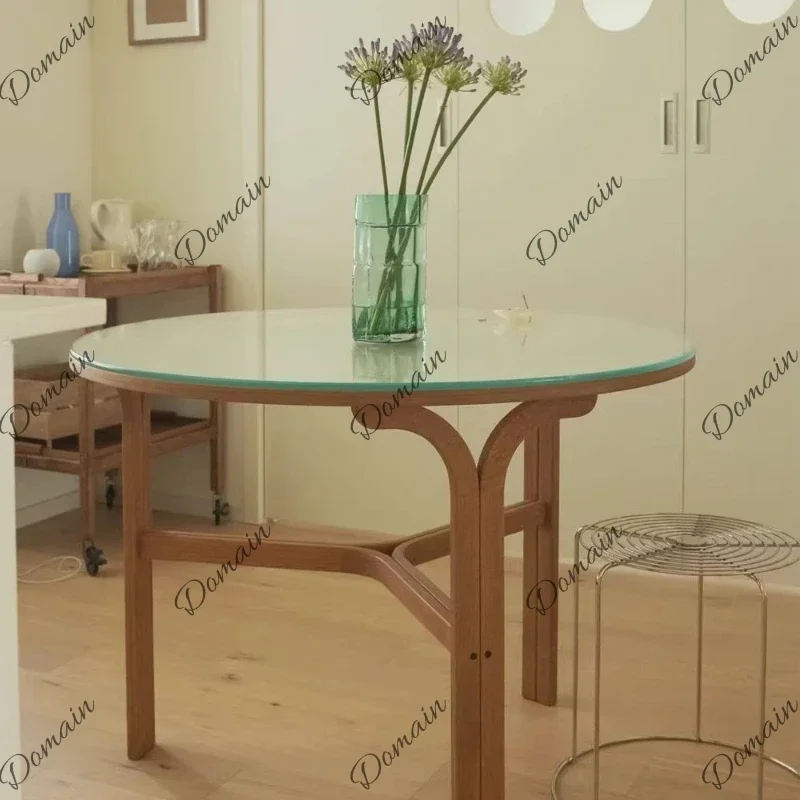 XX Round Glass Dining Table Living Room Center Mid Century Side Dining Table Modern Console Mesas De Comedor Kitchen Furniture