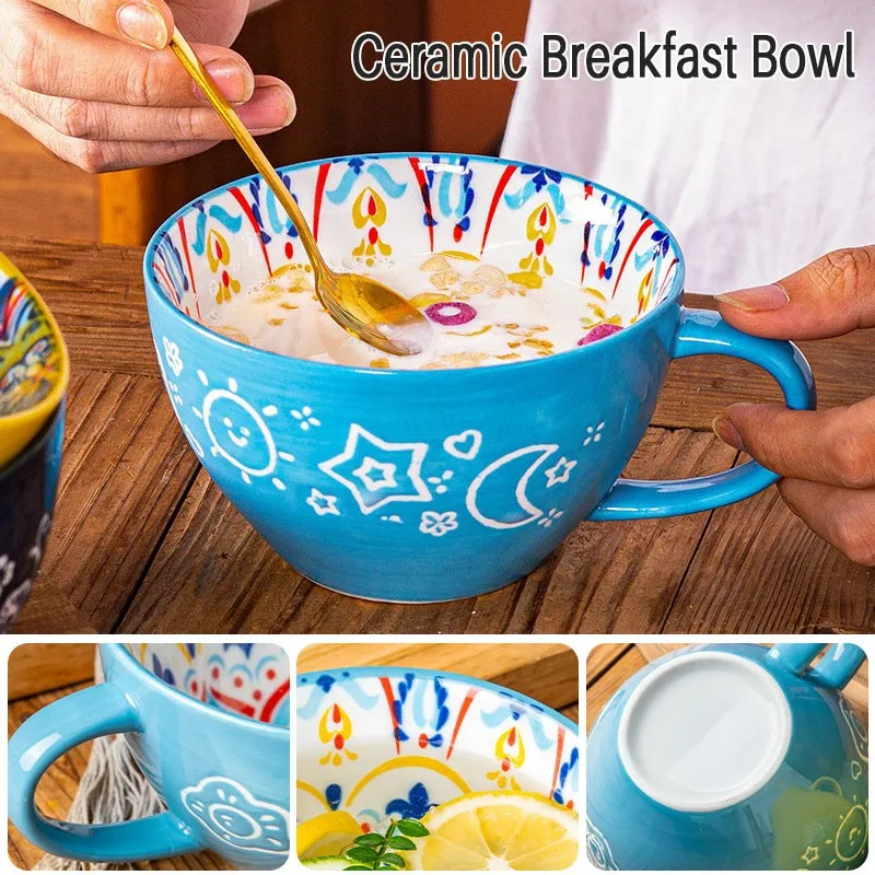 Large Capacity Bohemian Ceramic Mug for Morning Tea Coffee Milk Microwave Safe Thoughtful Gift for Colleagues Teachers