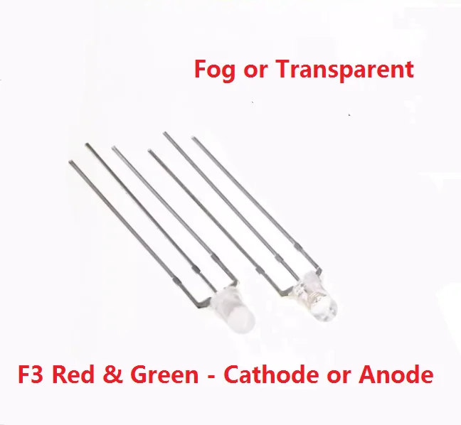 100PCS RED & Green Clear 3 Mm Light Emitting Diod Diodos Brightness Bi-color Common Cathode Diode F3 LED LED Diodes 3mm Bicolor