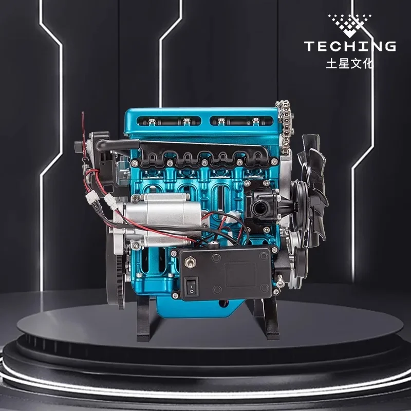 

Turbo four-cylinder engine metal assembly model electric mini engine toy 3D vertical volume wooden decoration gift