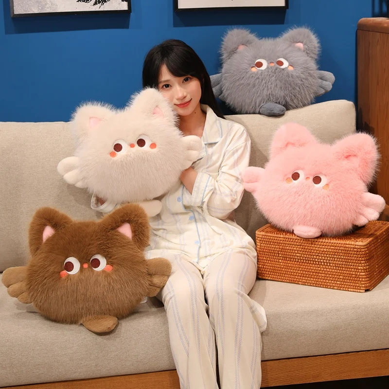 

Мягкая игрушка-подушка 45x35 см «Кавайный пушистый кот-ангел» – супермягкая мультяшная плюшевая кукла для сна и декора дома