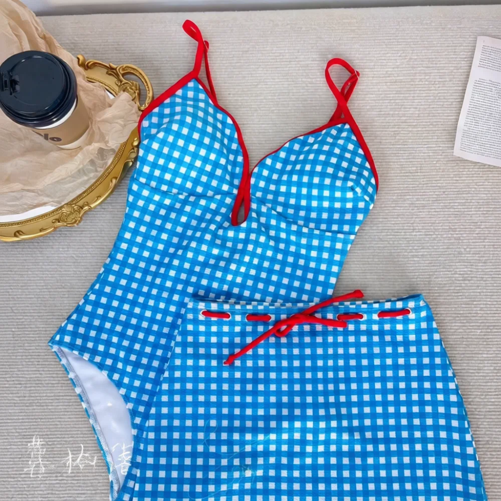 Premium Quality Plaid Bathing Suit Women One Piece Sexy Monokini With Pads Slimming Breathable Summer Beach Swimwear