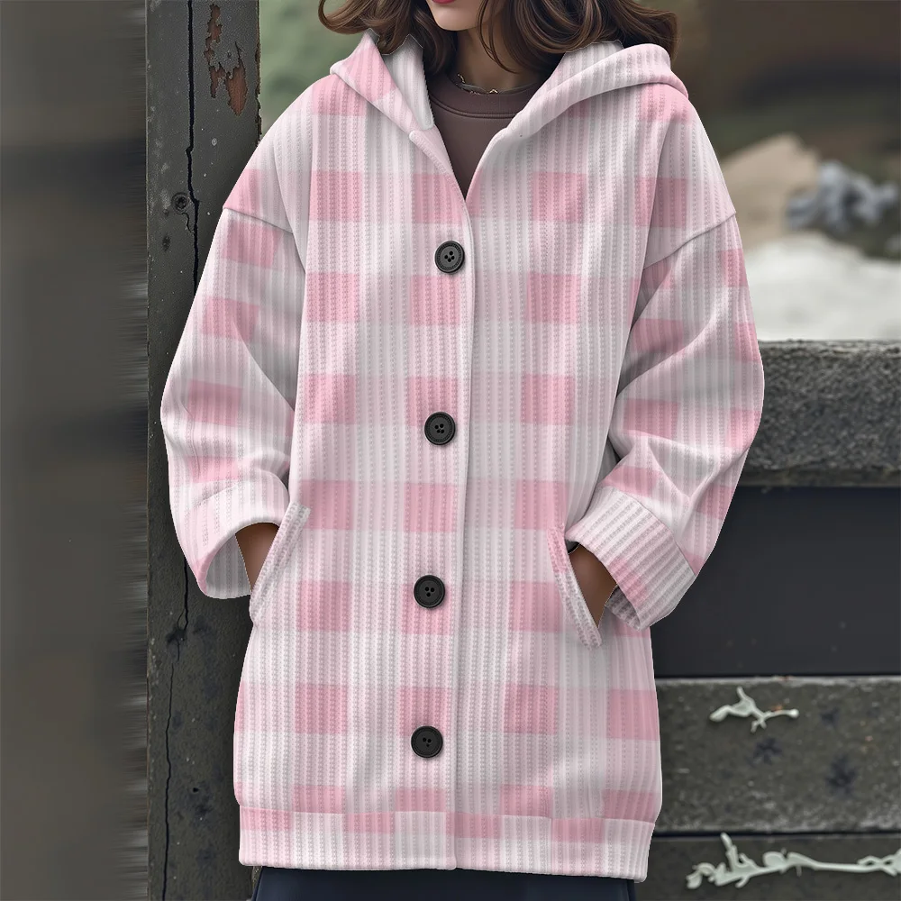 2025 New Women's Long Sleeve Hooded Sweater Casual Fashion Retro Knit Tunic Top Oversize Pullovers Streetwear