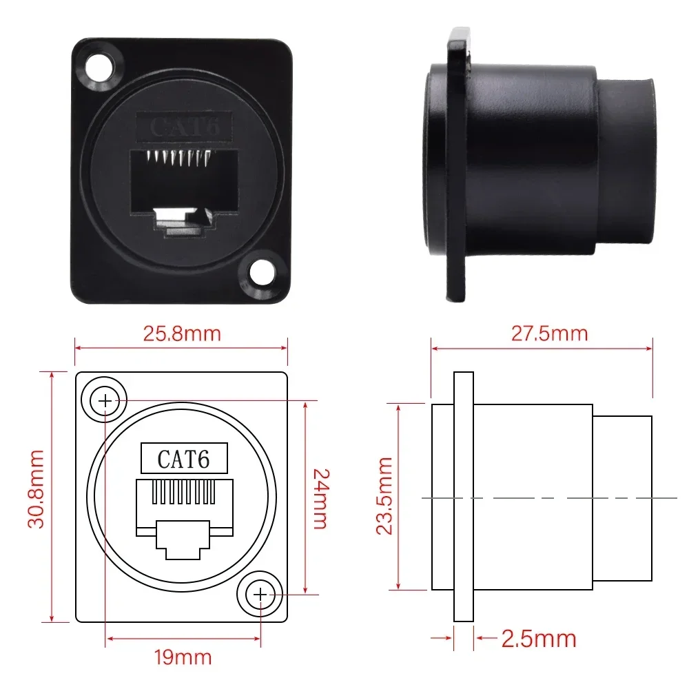 Adaptador de Internet blindado tipo D, conector de red RJ45 8P8C Cat6a, Cable Ethernet, extensión de montaje en Panel, Cat6