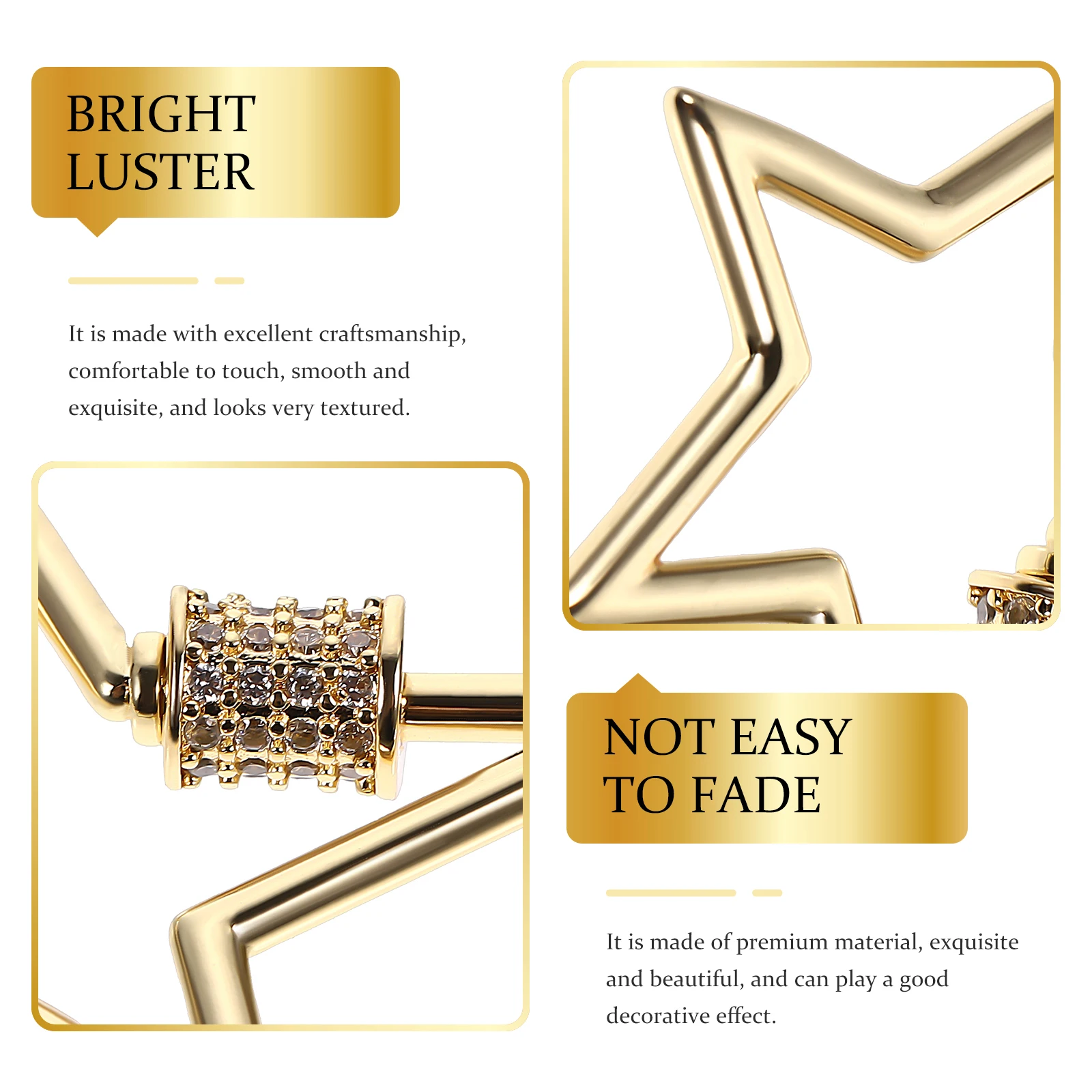 

1pc Star Shape Screw Lock Jewelry Buckle Necklace Carabiner Connector Charm Diy Pendant Accessory Copper Handicraft Earring