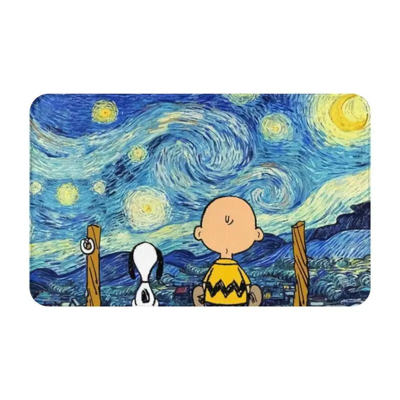 Custom Cartoon Snoopy Woodstock Animation Door Floor Kitchen Bathroom Mat Anti-Slip Outdoor Doormat Toilet Entrance Carpet Rug