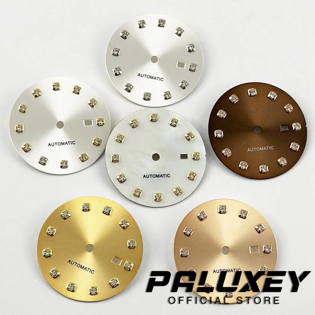 Циферблат часов 24,5 мм, детали для часов с бриллиантовым индексом Sunburst, одинарный календарь с циферблатом с датой для механизма NH05 NH06