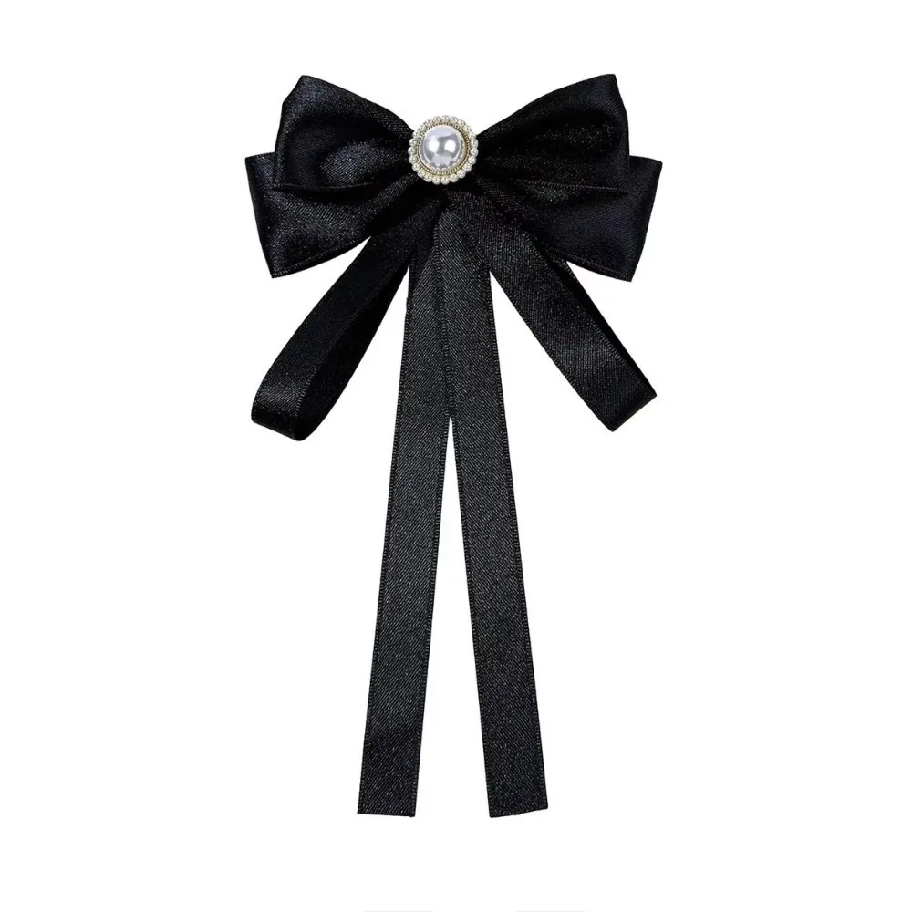 عودة دبوس التذكاري الأسود شارة دبوس DIY مجوهرات اكسسوارات الراين Bowknot دبابيس الأسود الملكة الأم الشريط القوس دبوس #1