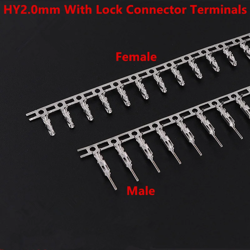 100Pcs/Lot HY2.0 HY 2mm With Lock Connector Terminals Cold-Pressed Crimping Terminal Male Female 2.0MM Pitch