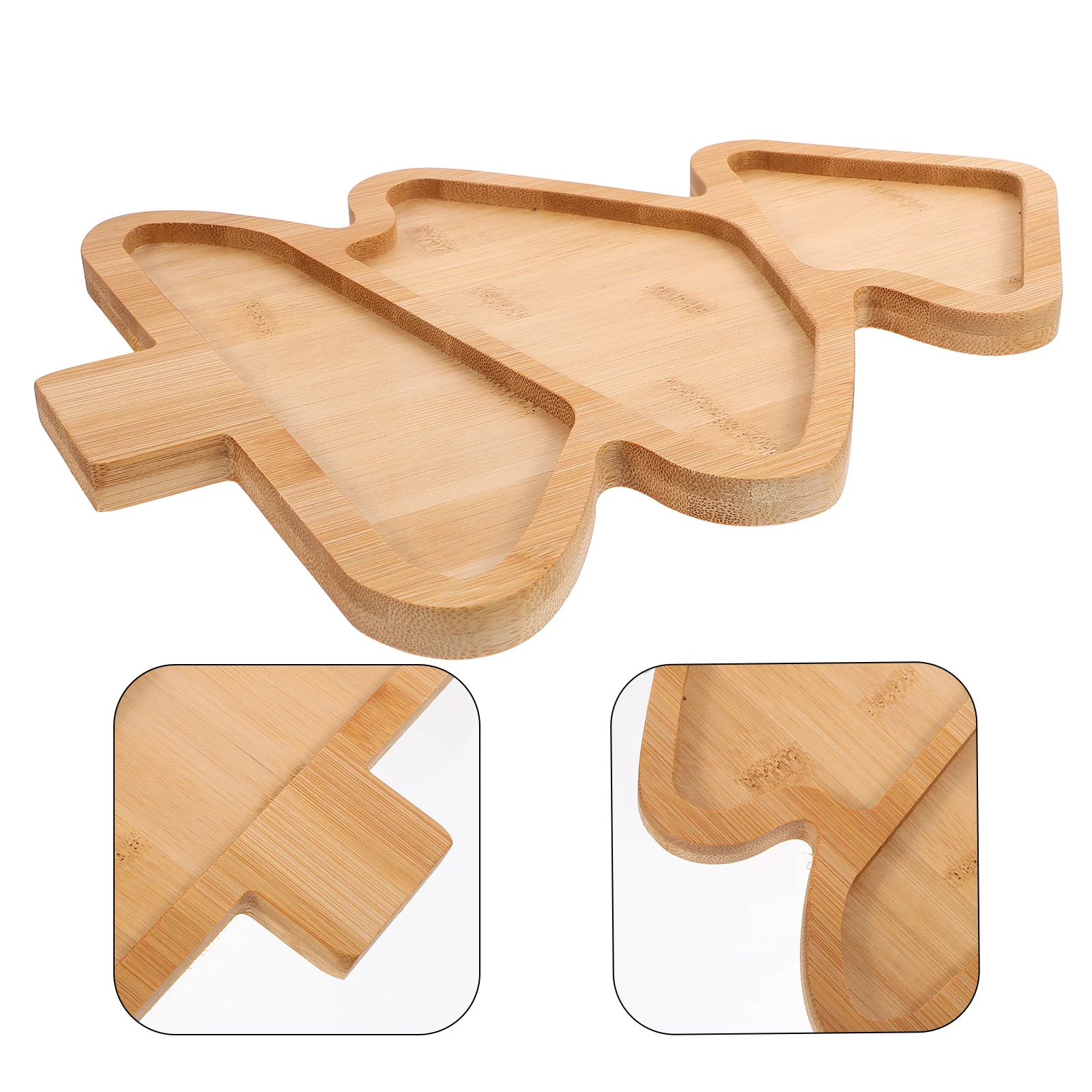 

Wooden Serving Tray Christmas Tree Shape Bamboo Fruit Plate Party Snacks Nut Display Home Decoration Tableware
