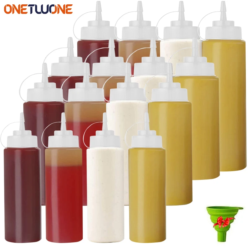 1/2/4/6pcs Squeeze Bottles Condiment Dispensers for Hot Sauces Olive Oil Bottles Ketchup,BBQ,Sauce Bottles Kitchen Accessories