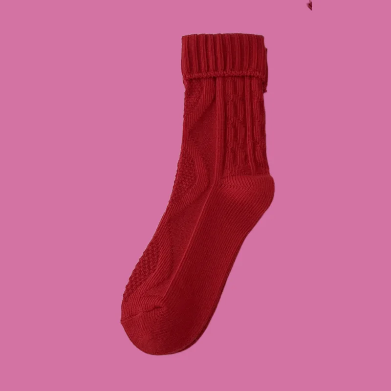 

3/6 Pairs Fashion Women's Big Red Socks New Year Red Socks Women's Dragon Year Good Luck Cotton Socks Japanese Mid-tube Socks