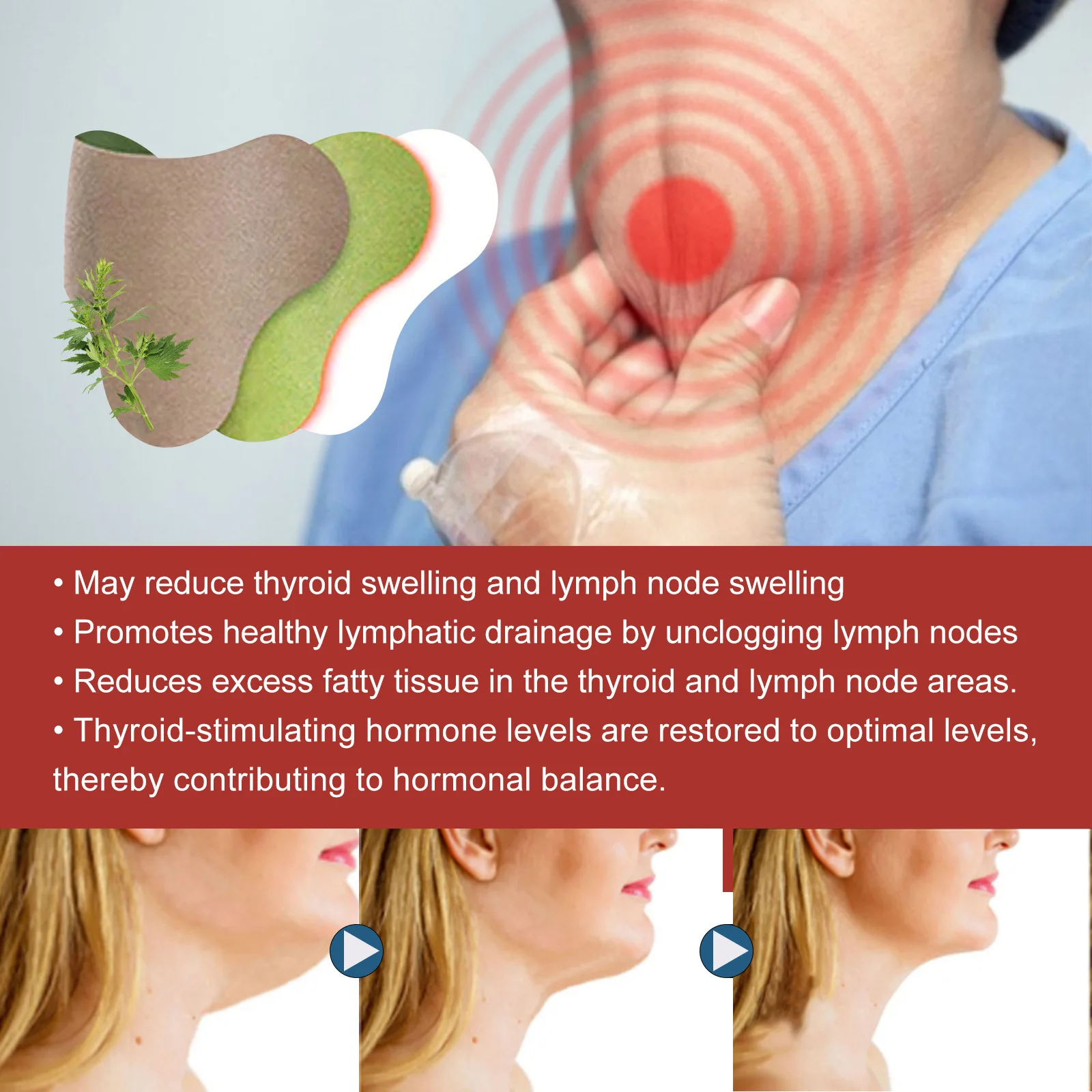 Lymphatic Detox Patch Drainage Thyroid Gland Stickers Effective Painless Treatment Heating Neck Anti Swelling Lymph Node Patches