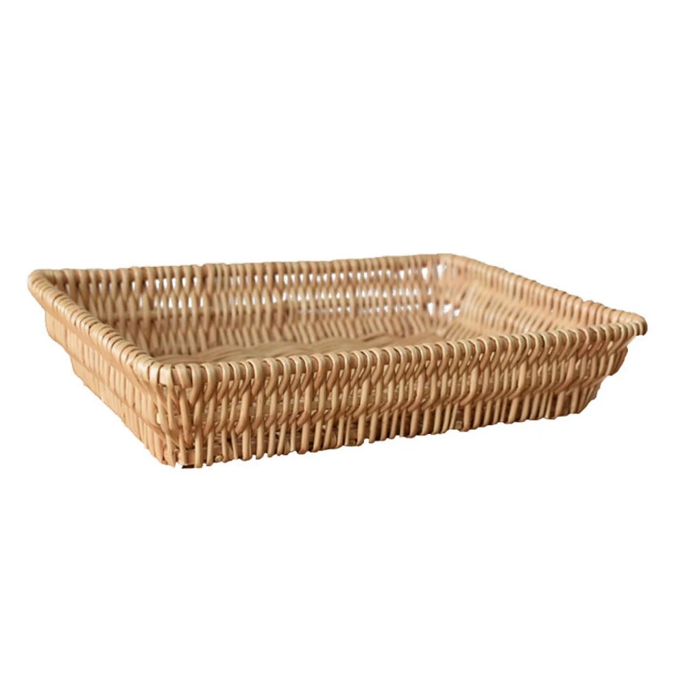 

1pc Rattan Woven Storage Basket Moth-Proof Snack Fruit Bread Container Handmade Organizer Living Room Hotel Restaurant