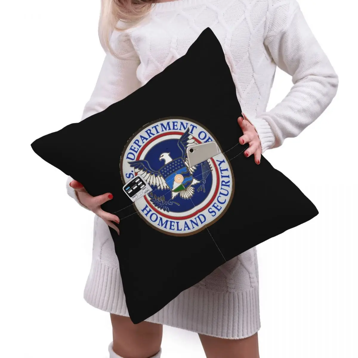 DHS - Department Of Homeland Security Square Linen Pillowcase Cushion Cover Polyester Decor Bedroom Home Comfort Throw Pillow