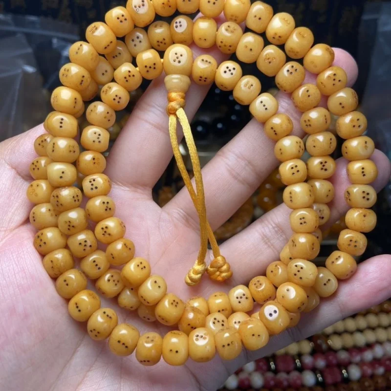 

Yak Tibetan old necklace with 108 strands of spiritual bone , prayer , Buddhist beads, long n