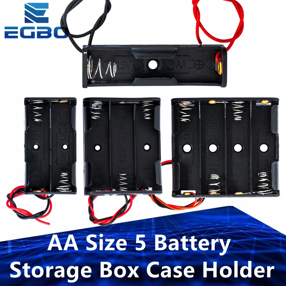 1pc AA Size 5 Battery Storage Box Case Holder Leads With 1 2 3 4 Slots Container Bag DIY Standard Batteries Charging