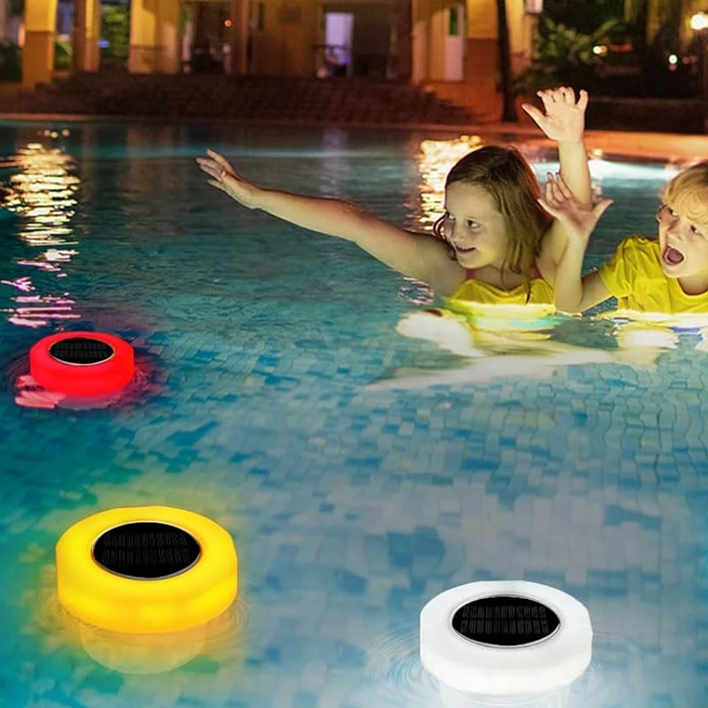 Solar Pool Chlorine Floater with Colorful Light IP68 Waterproof Pool Chlorine Tablet Dispenser for Up To 3 Inch Tablets