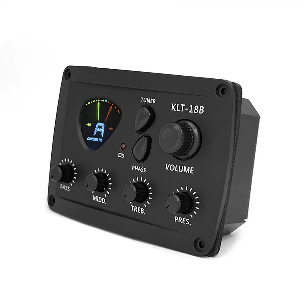 Guitar Pickup Black 4 Band EQ Preamp Clear Display Visibility Bass Middle High Presence Triangle Shaped Interface