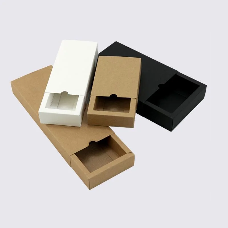 Sliding Gift Box for Wedding Favor, Gift Packaging, Cardboard Box, Kraft Brown Lid, Cheap Gift Box, 10PCs