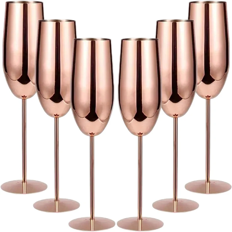 6Pcs Stainless Steel Wine Glasses Unbreakable Metal Cocktail Glasses 250 Ml, for Drinking Cocktails and Wine at  Home Bar Cup