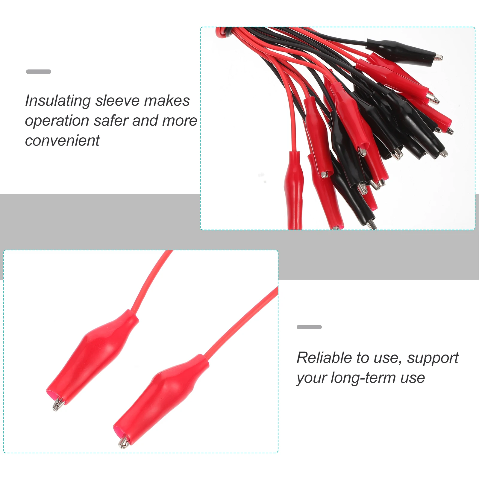 

30pcs Crocodile Clamp Wire Insulated Test Leads Alligator Clips Electrical Cables Red Line