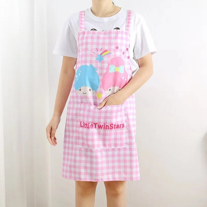 Sanrios Family Hello Kitty My Melody Kuromi Cinnamoroll Checked Apron Pinafore Kawaii Anime Kitchen Cleaning Hygiene 17 Styles